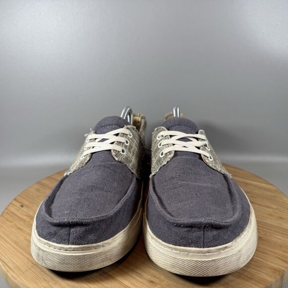 S Sanuk The Sea Man Boat Shoes Blue Canvas Lace Up Mens Size 11‎ - Picture 2 of 8